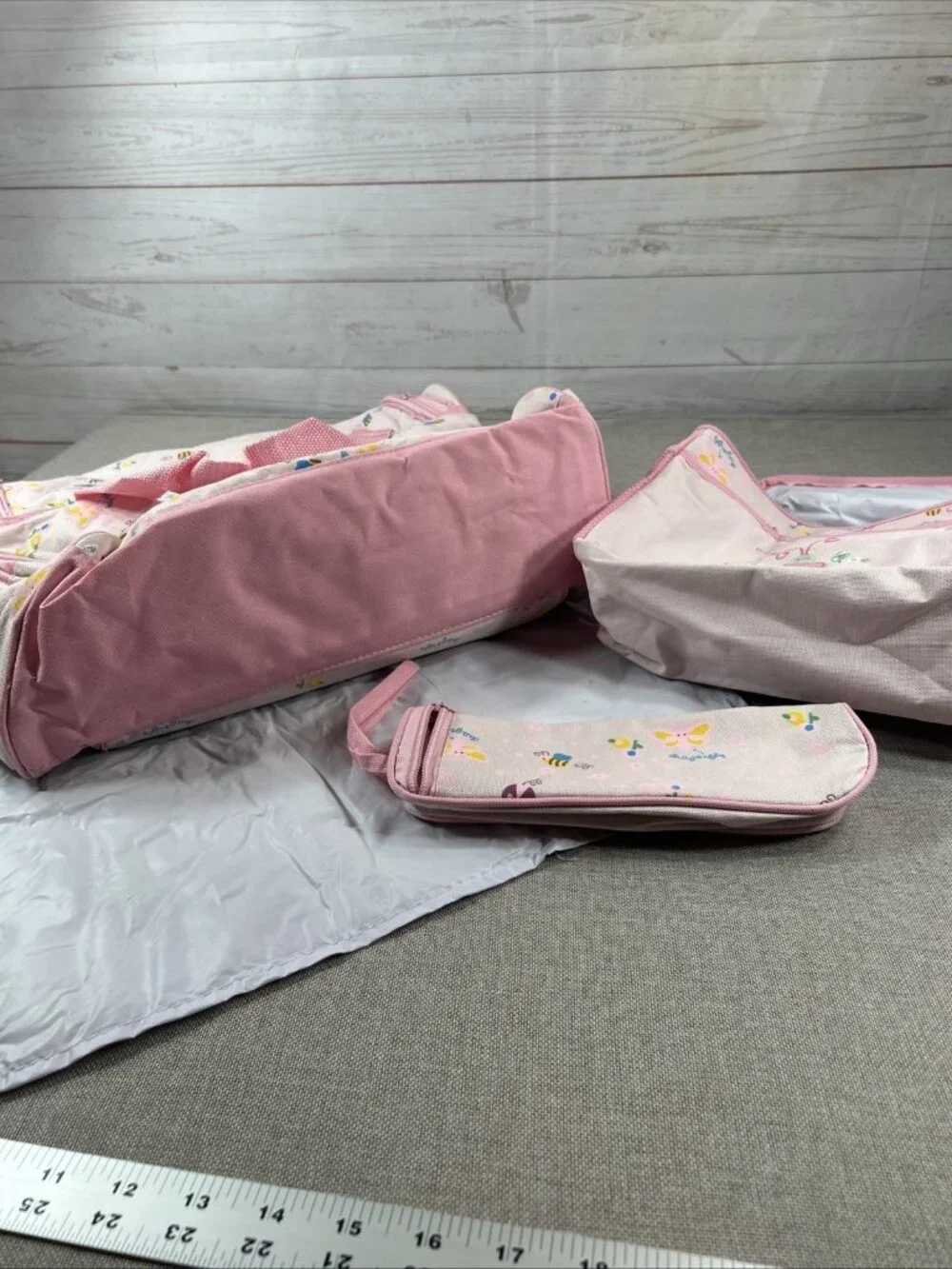 4 Pc Baby Nappy Diaper Bag Set Mother nursing lot my Precious Girl Pink Ladybug